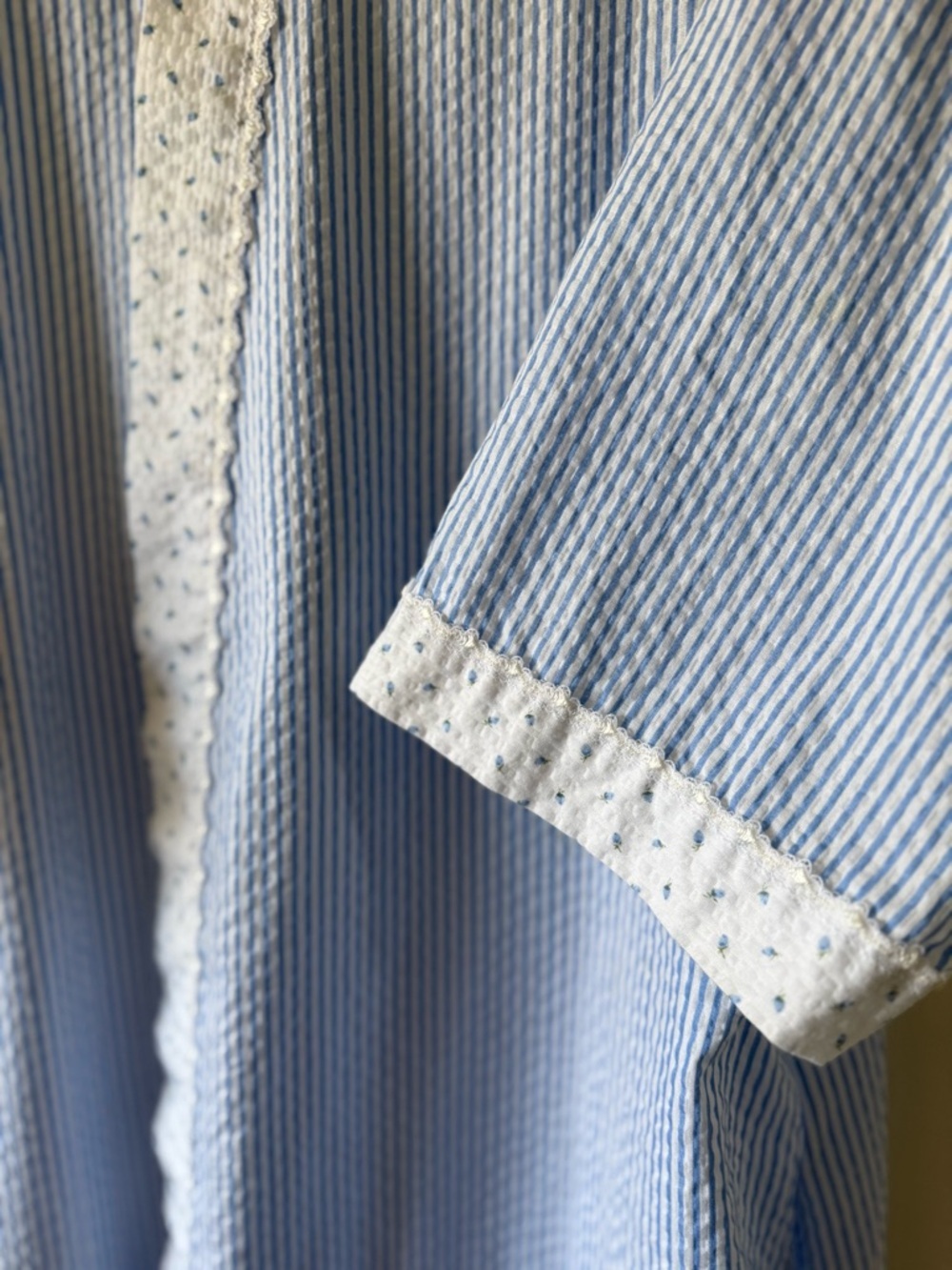Vintage Cottagecore Robe Light Blue Floral Cotton Blend Floral Blueberries - Picture 9 of 15